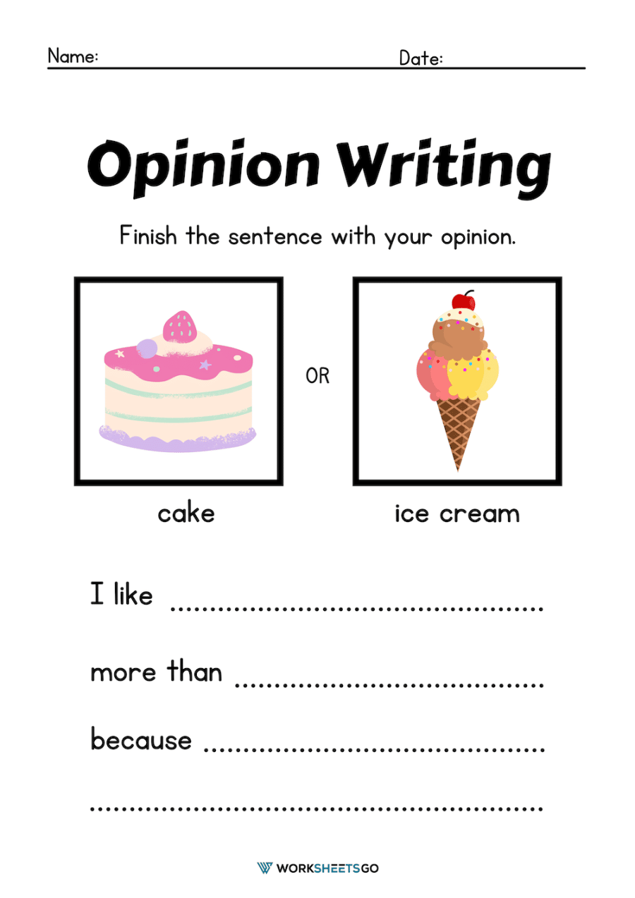 Opinion Writing Worksheets WorksheetsGO