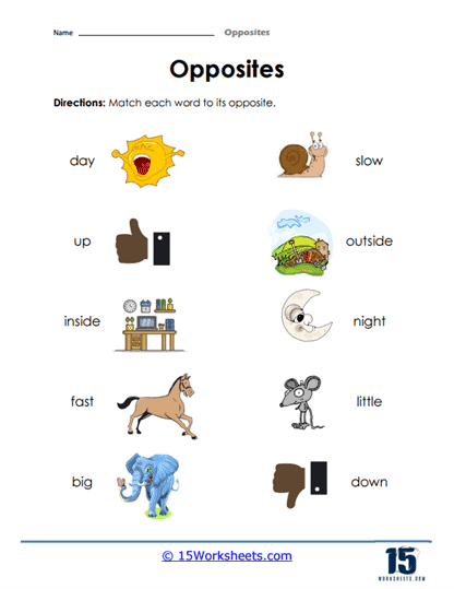 Opposites Worksheets 15 Worksheets Worksheets Library