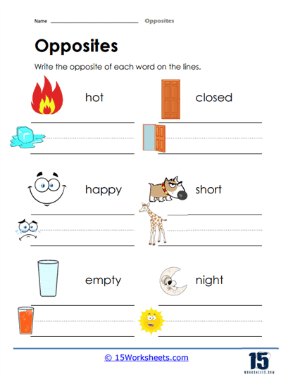 Opposites Worksheets 15 Worksheets Worksheets Library