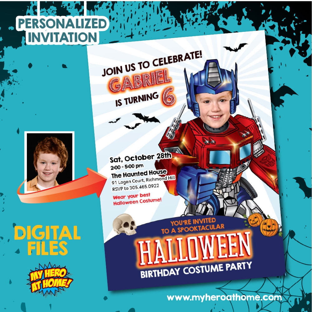 Optimus Prime Halloween Invitation Autobots Halloween Party Invitation
