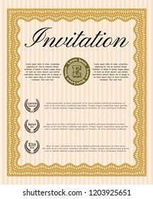 Orange Invitation Template Background Excellent Design Stock Vector 