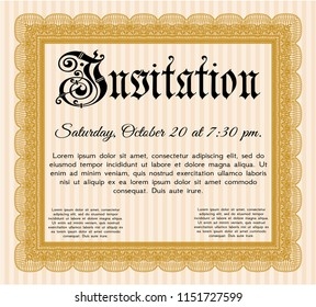 Orange Invitation Template Vector Illustration Guilloche Stock Vector 
