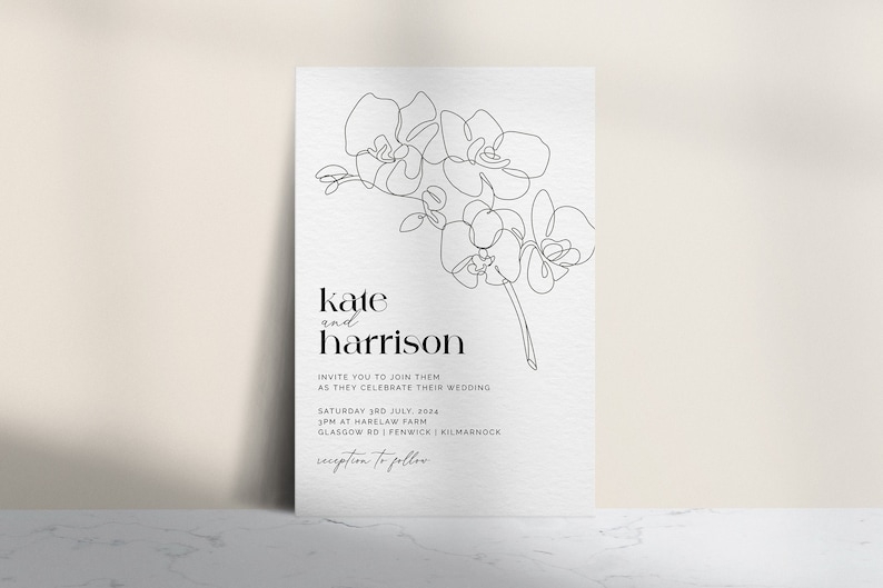 orchid wedding invitation template