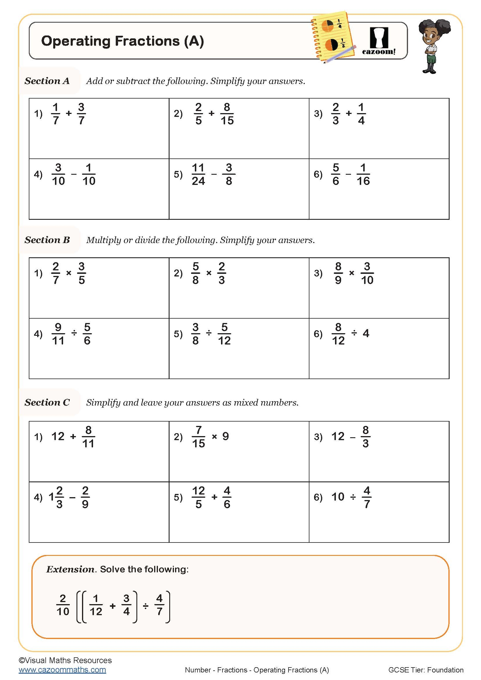Ordering Fractions Worksheets Teaching Resources Worksheets Library