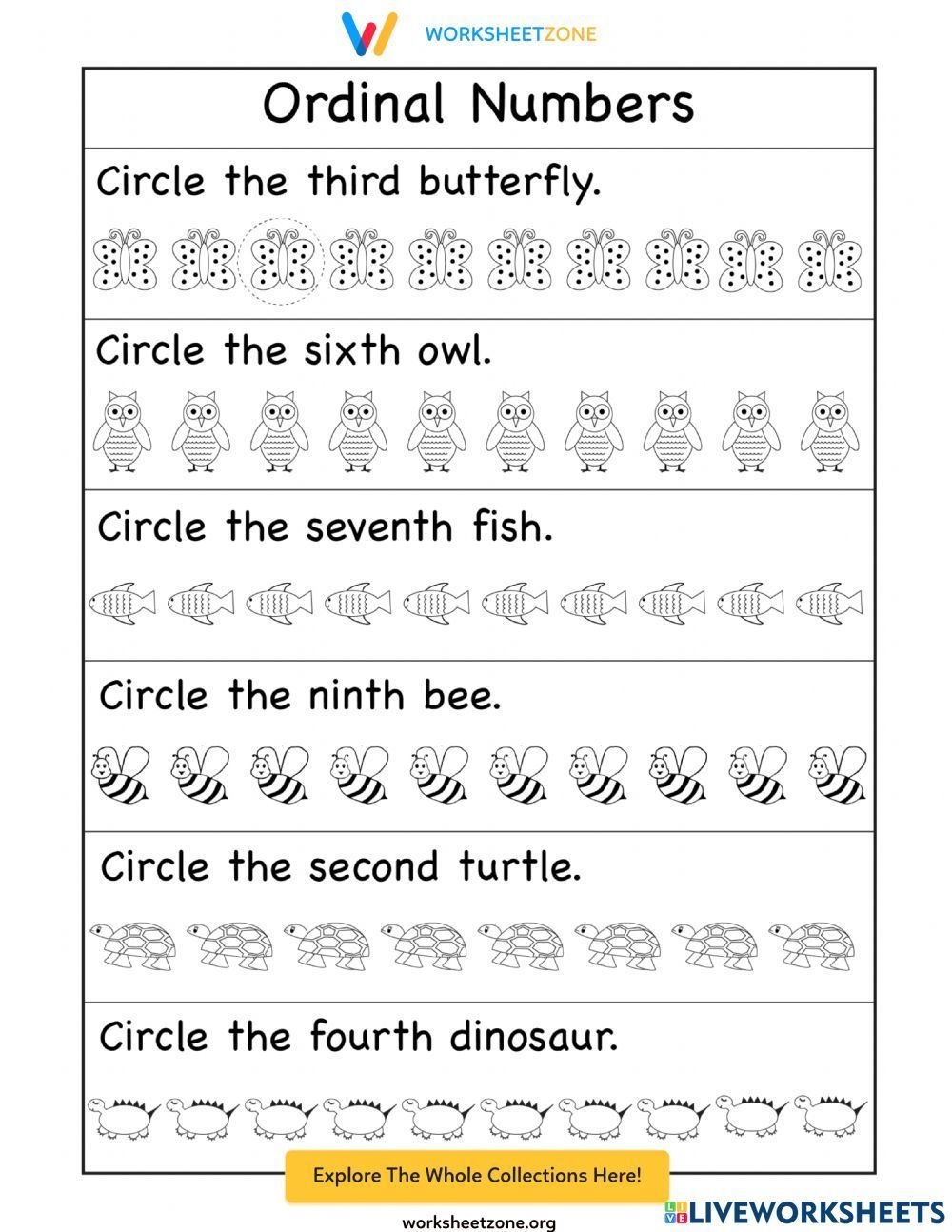 Ordinal Numbers With Objects Worksheet In 2024 Ordinal Numbers Math