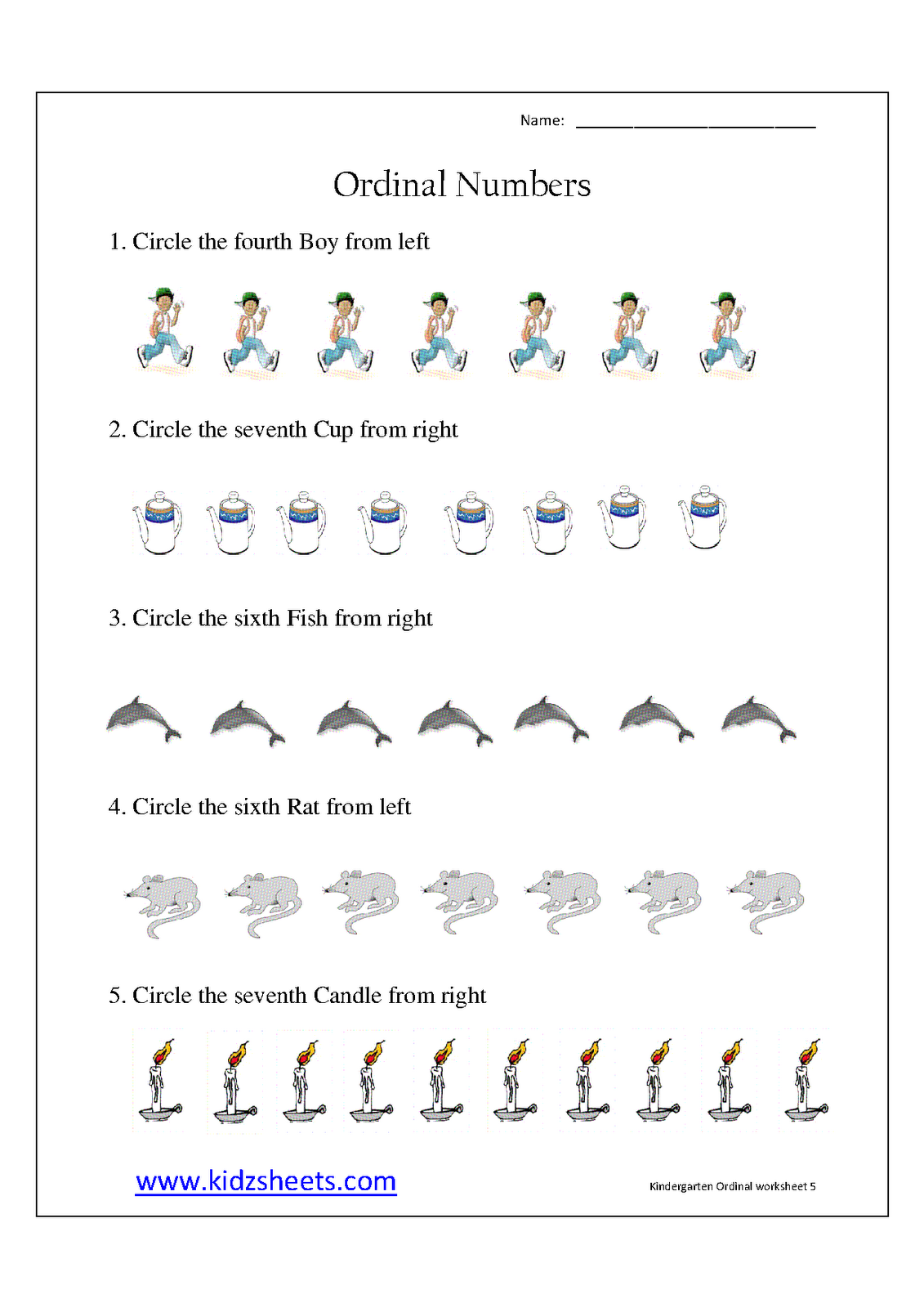 Ordinals Worksheet For Grade 1