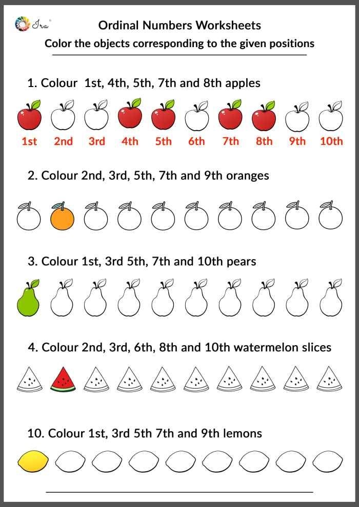 ordinals worksheet