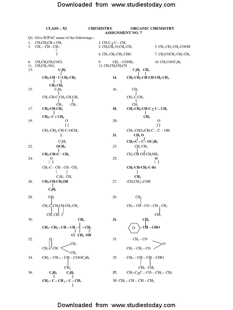 Organic Nomenclature Practice Worksheets Library