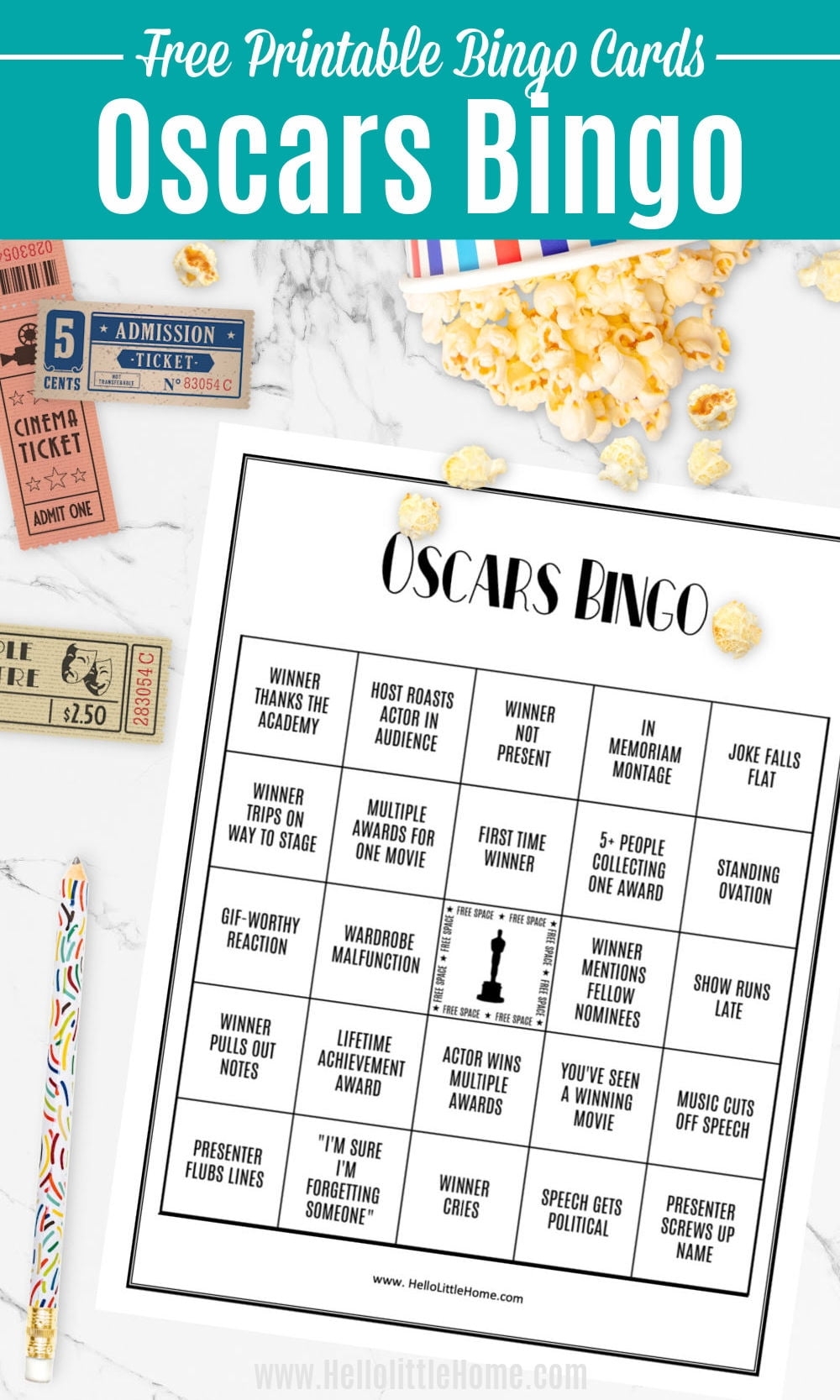 Oscar Bingo Cards Printable Printable Lab