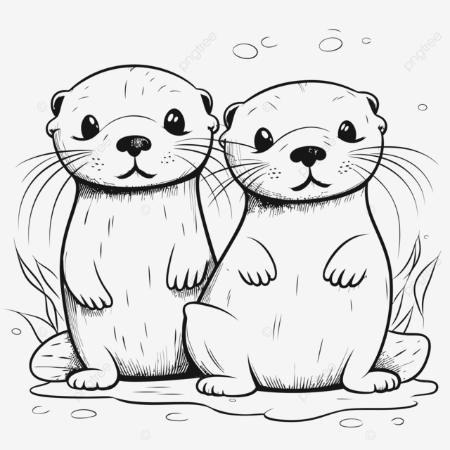 Otters Pair Coloring Pages Cute And Adorable Coloring Pages Otters 