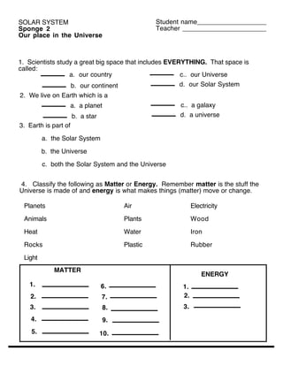 Our Solar System Worksheets K5 Learning Worksheets Library