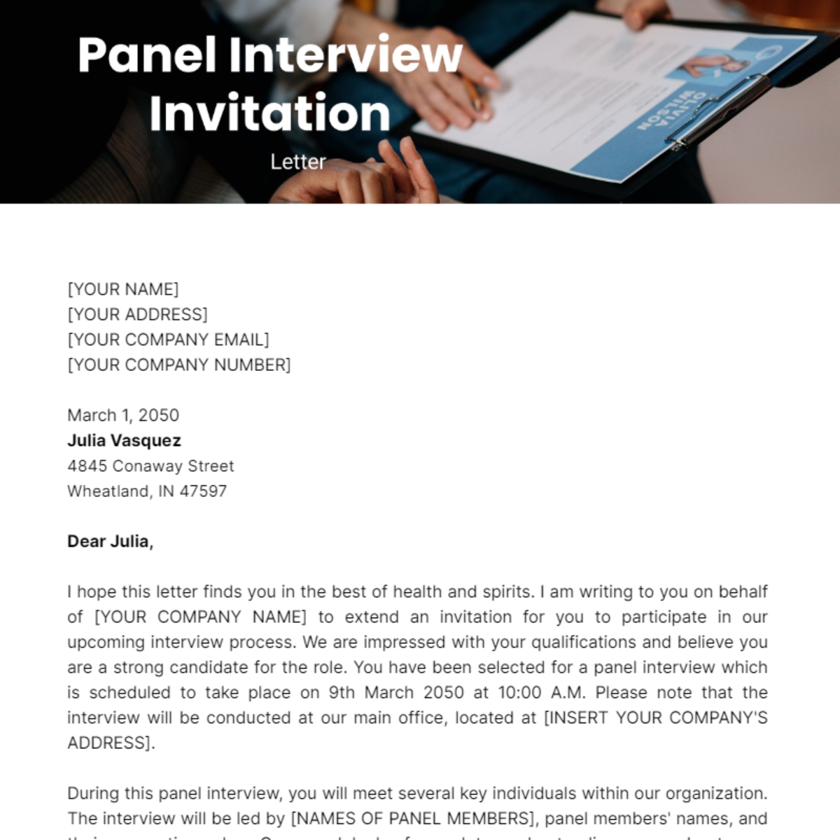 Panel Interview Invitation Letter Template Edit Online Download 