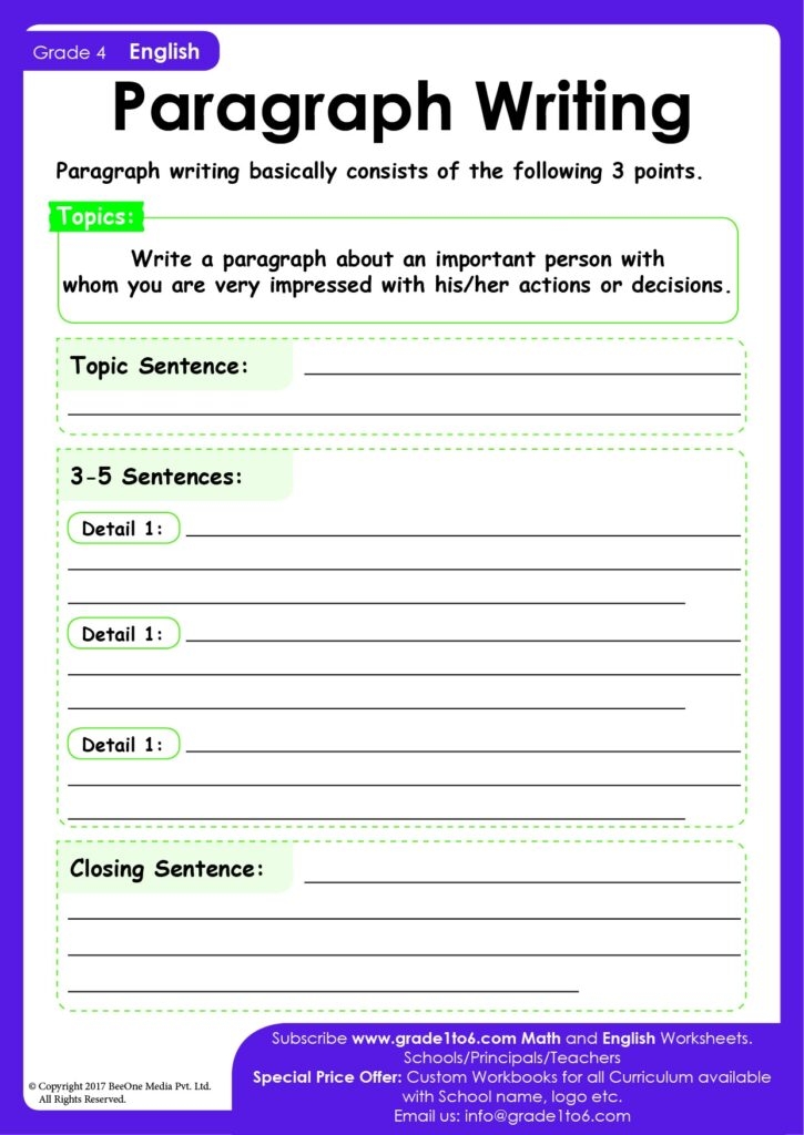 paragraph writing worksheets