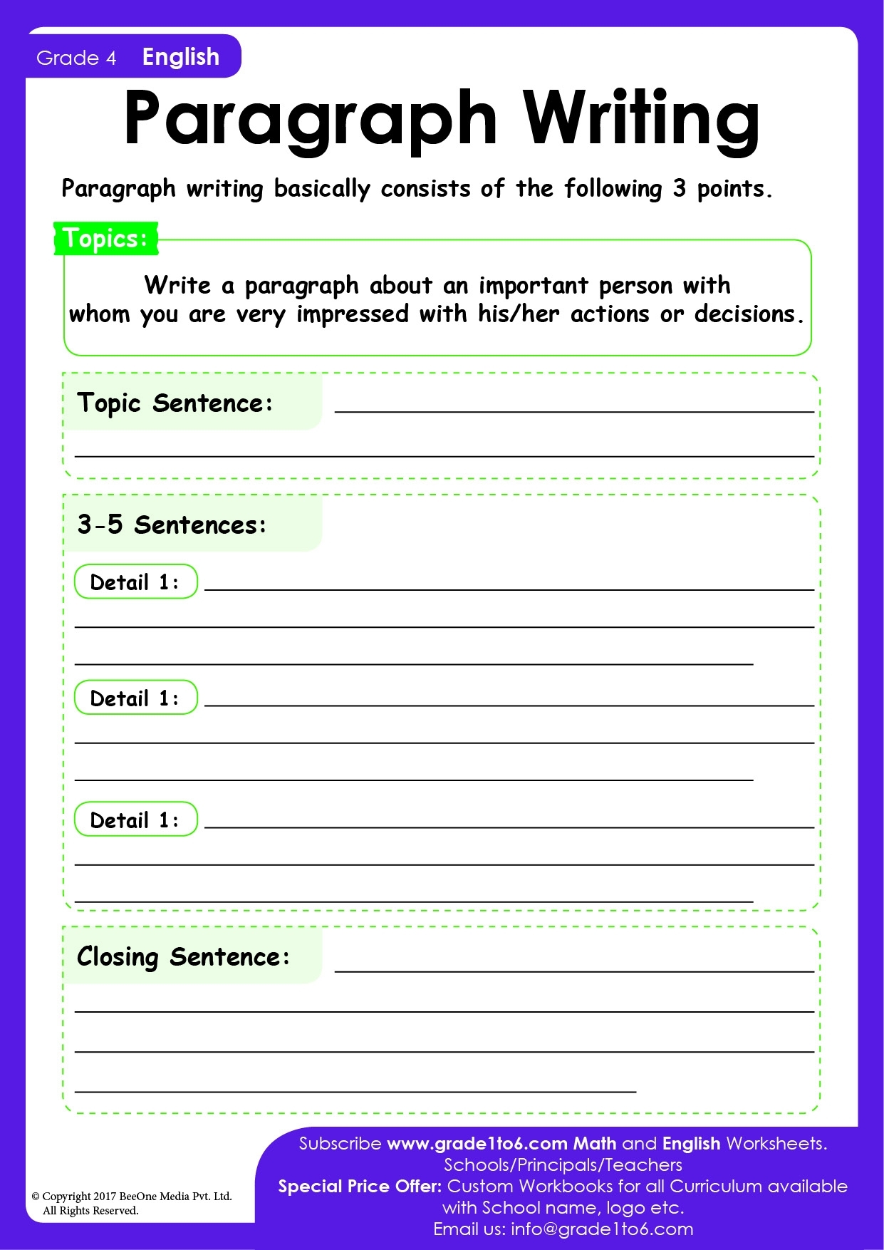 Paragraph Writing Worksheets Grade 4 Printable Worksheets