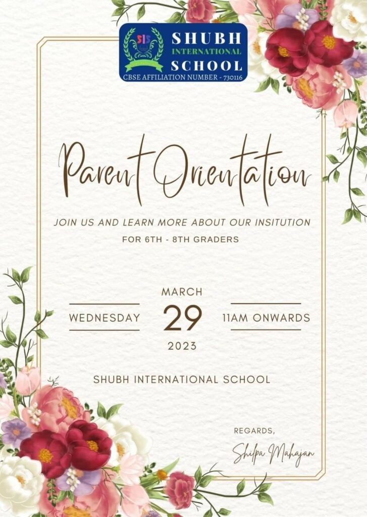 Parents Orientation Invitation Shubh International School Akhnoor