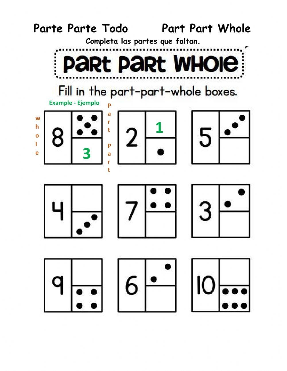 Part Whole Models Addition Maths Worksheets For Later Reception 
