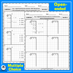 partial quotient division worksheets