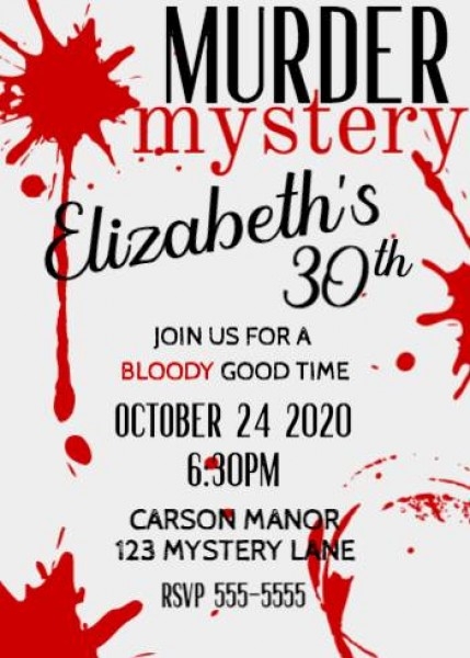 Party Invitation Birthday Invite Halloween Paint Murder Mystery Office 