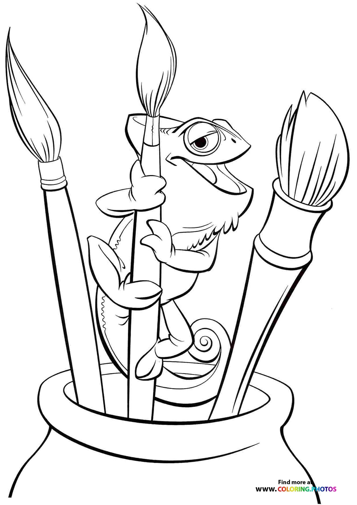 Pascal With Brushes From Tangled Coloring Pages For Kids