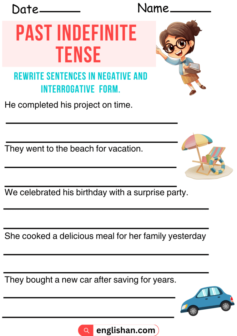 past indefinite tense worksheets