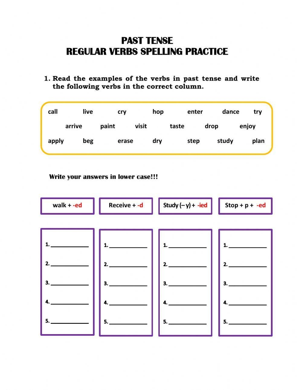 Past Tense Of Regular Verbs Printable Worksheets For Grade 2 Kidpid 