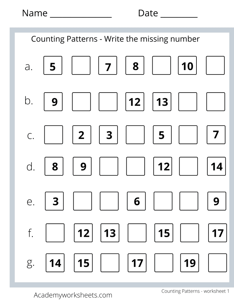 Patterns With Numbers Worksheets Printable And Enjoyable Learning
