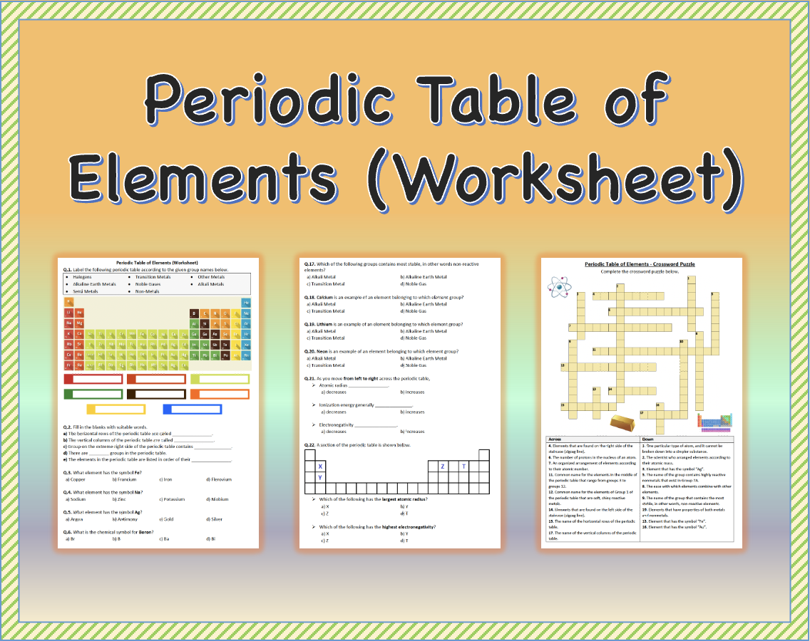 periodic table of elements worksheet answers