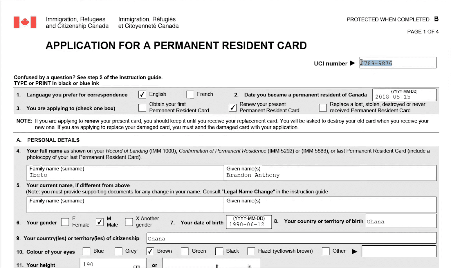 2019 printable application to replace permanent resident card