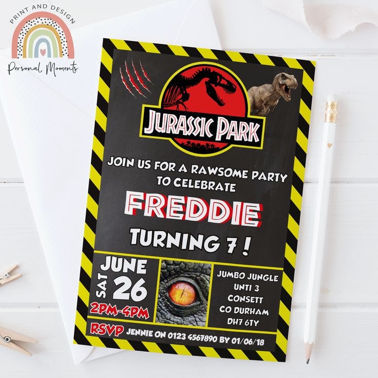 Personalised Jurassic Park Birthday Party Invitations Jurassic World 
