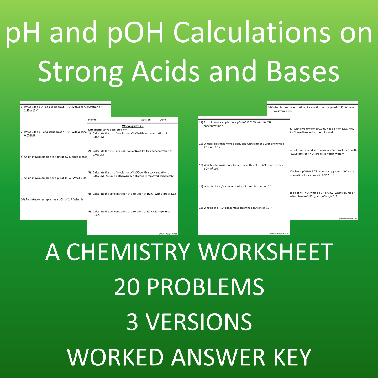 PH And POH Worksheet Name Worksheets Library