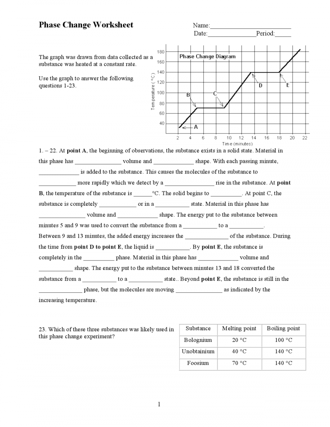 Phase Change Worksheet Answer Printable PDF Template