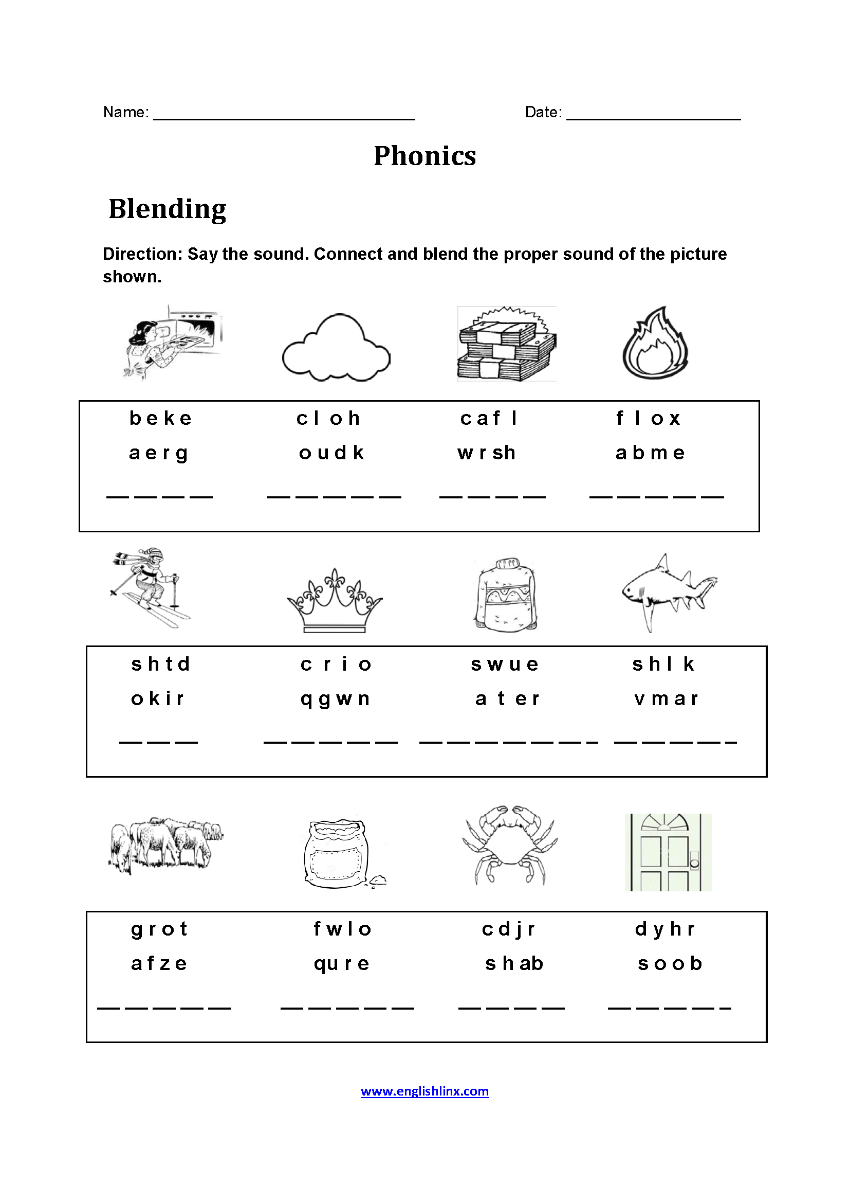 free printable phonics worksheets