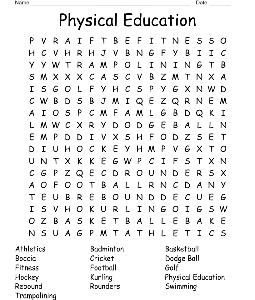 Physical Education Worksheets TheWorksheets CoM TheWorksheets 