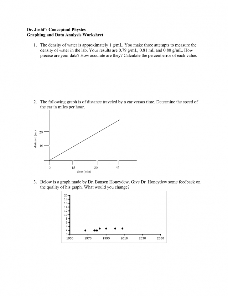Physics Graphing And Data Analysis Worksheet Biological Science 