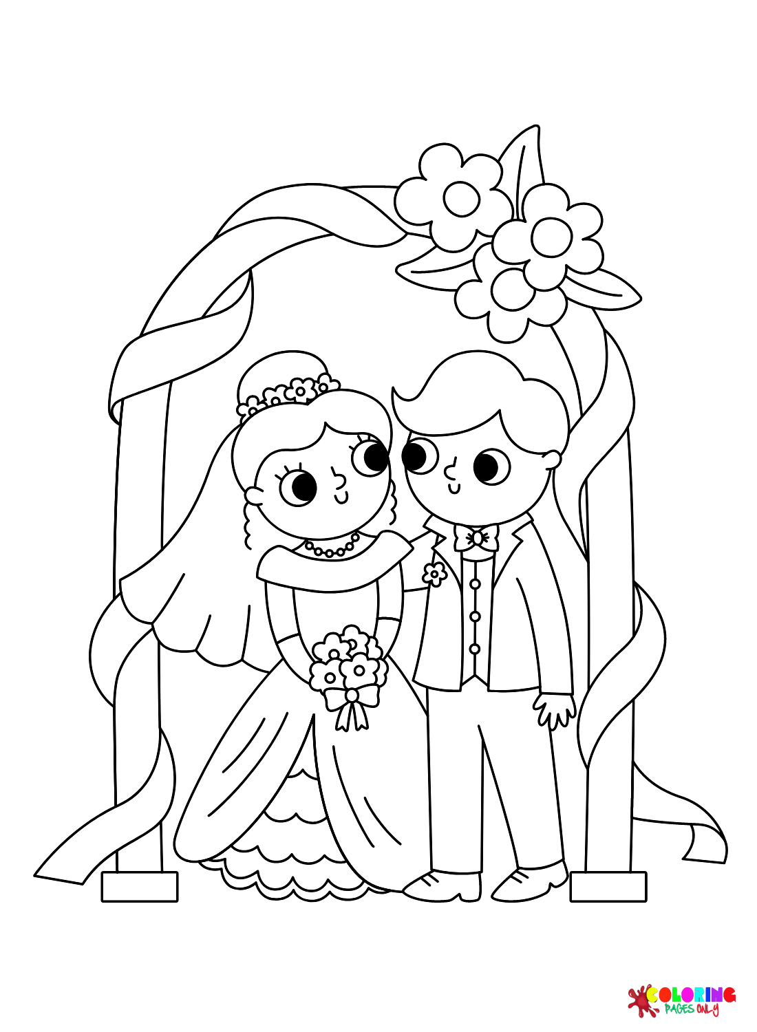 Bride And Groom Beard Coloring Page