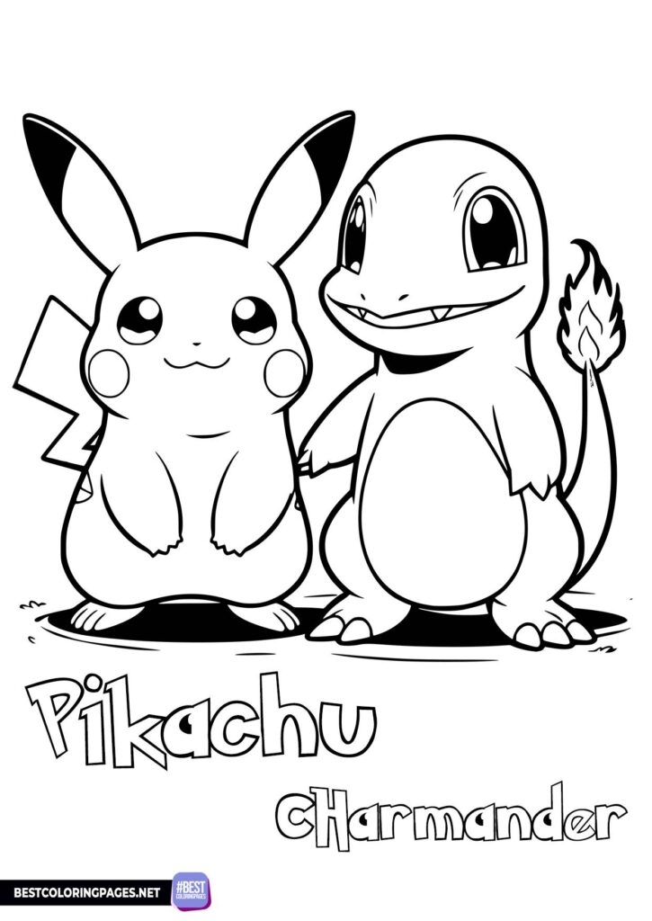 Pikachu And Charmander Coloring Page Free Printable Coloring Pages