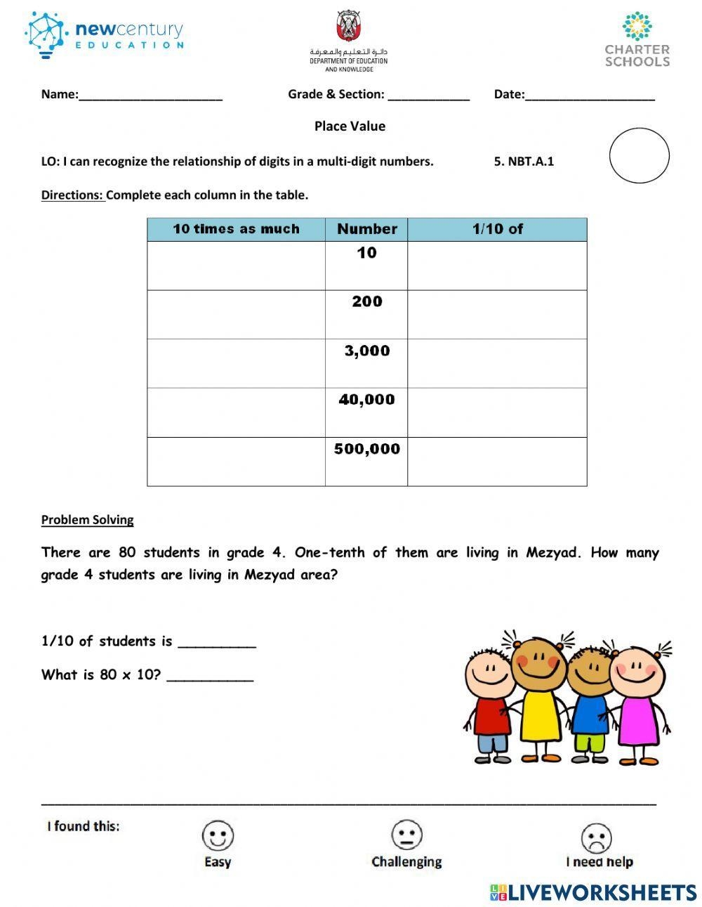 Place Value Relationship Worksheet Live Worksheets Worksheets Library