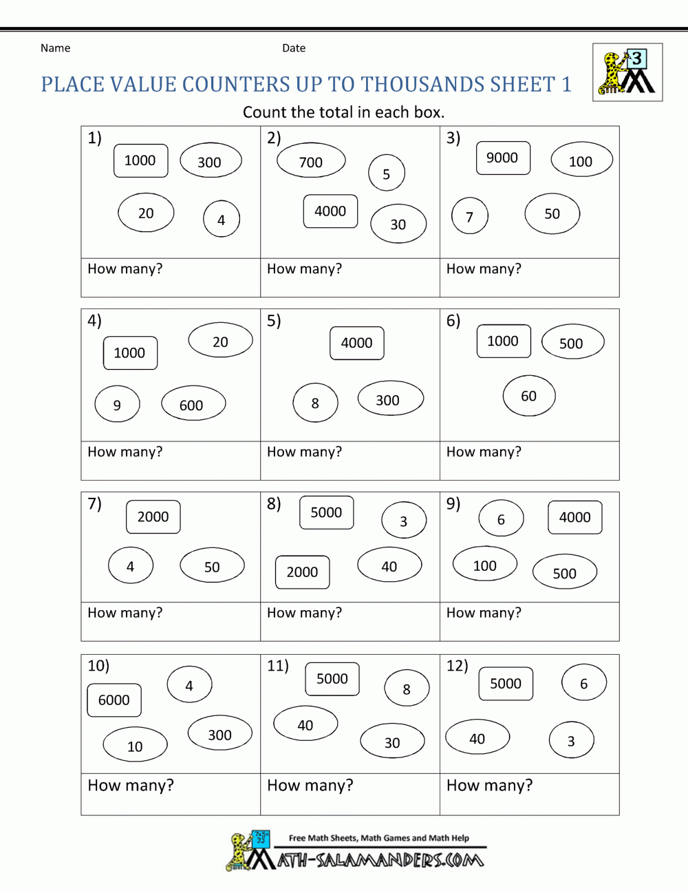 place value worksheets grade 3