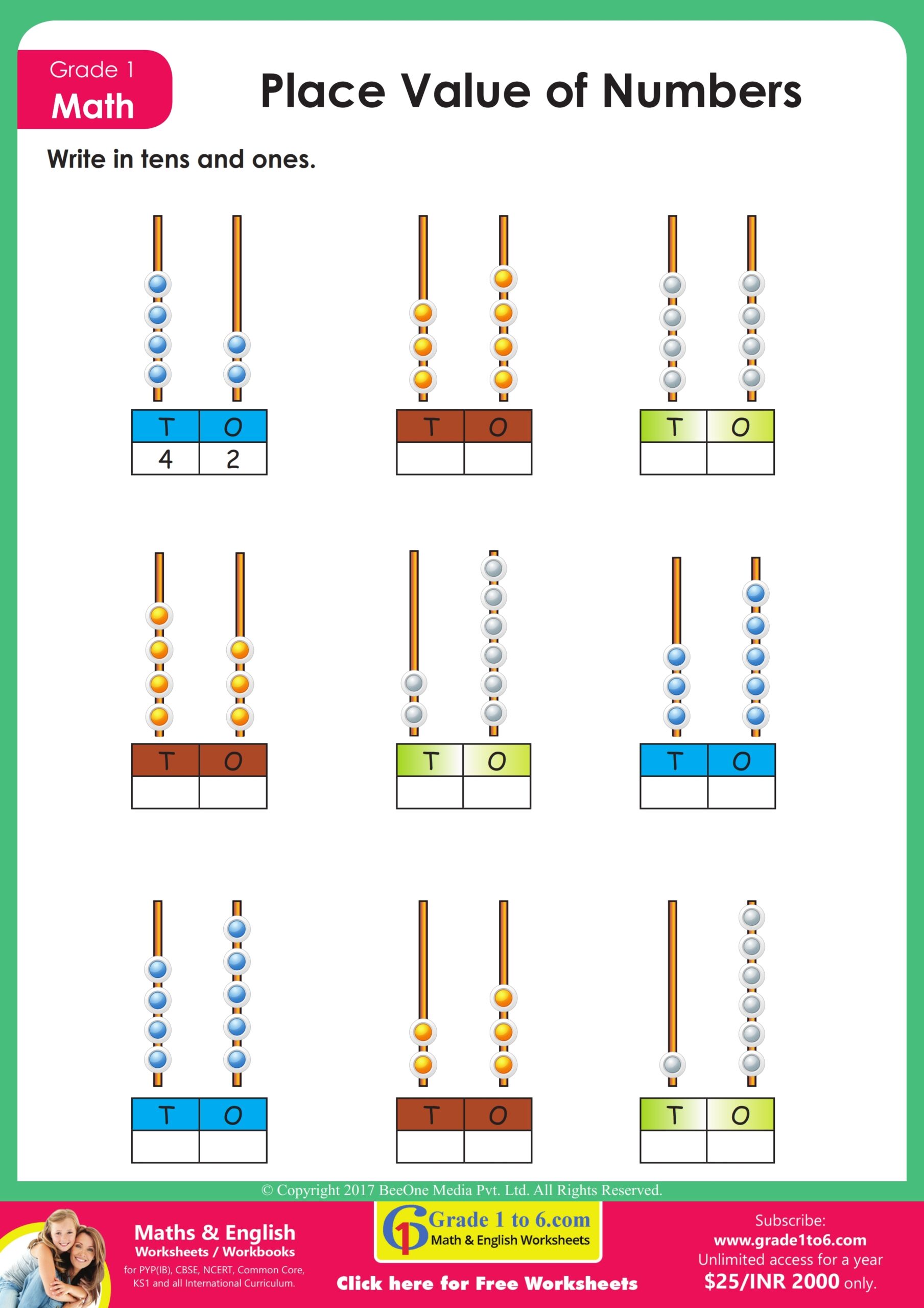 Place Value Worksheets For 1st Grade Itsy Bitsy Fun Worksheets Library