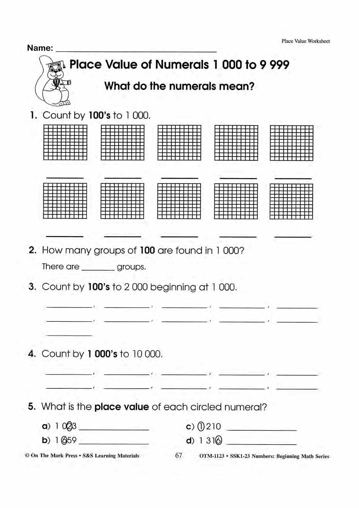 Place Value Worksheets Grades 1 3 Worksheets Library