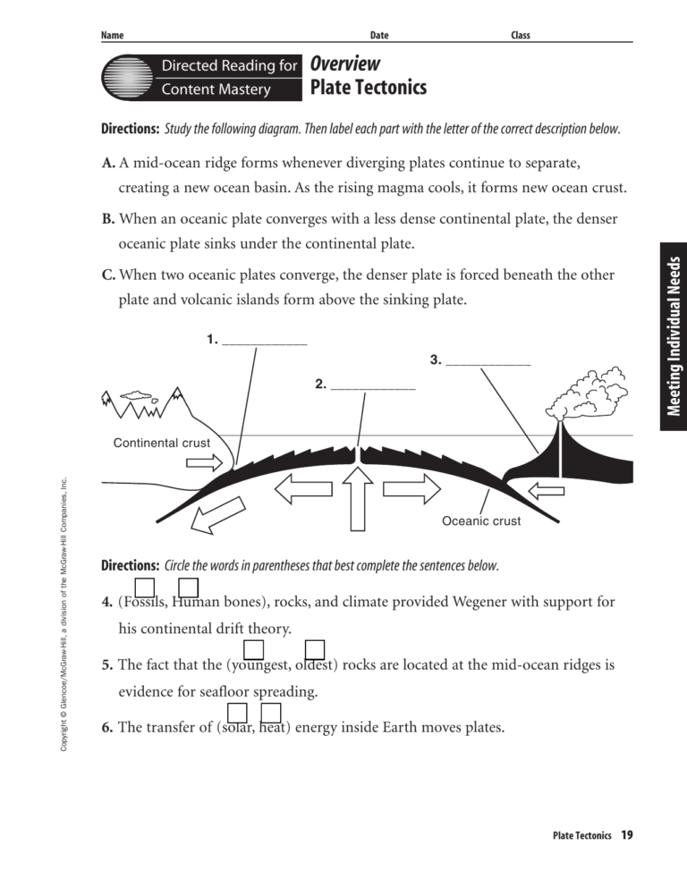 plate movement worksheet