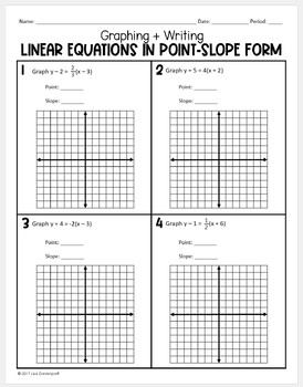 Point Slope Form Slope Intercept Form Practice Quiz Test Worksheet A 