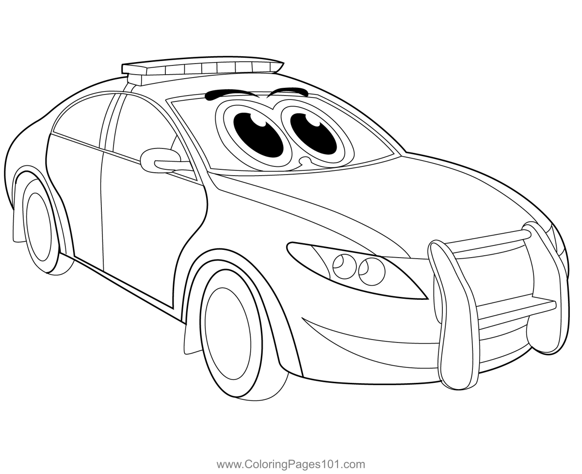 Police Cartoon Car Coloring Page For Kids Free Cars Printable 