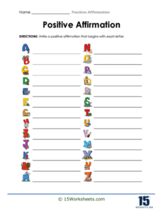 Positive Affirmations Worksheets 15 Worksheets