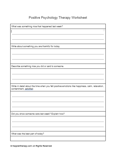positive psychology worksheets