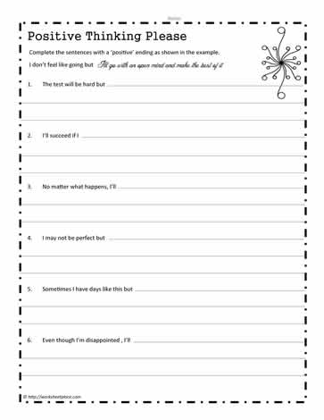 positive thinking worksheets