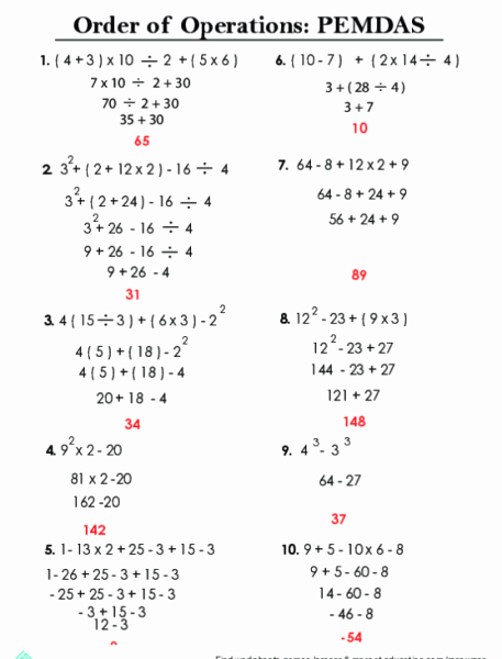 Practice 30 Creative Pemdas Practice Worksheets Simple Template Design