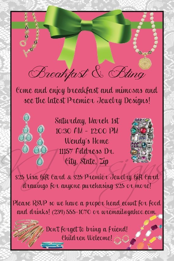 Premier Jewelry Party Invitation Wording