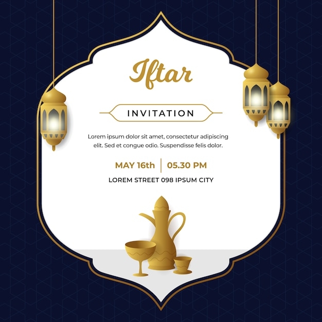 Premium Vector Iftar Invitation Template With Lantern