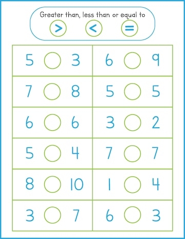 Premium Vector Math Worksheet For Kids Greater Than Less Than 